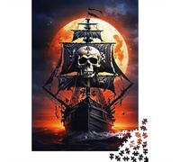 Crâne du Navire Pirate Puzzle Adulte 1000 Pièces Qualité Supérieure Papier Jeu Défi Éducatif Classique Cadeau Famille 52x38cm/1000pcs