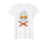 Crâne d'œuf au Plat avec Bacon Crossbones T-Shirt Graphique avec Valeur