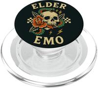 Crâne Emo Elder avec Rose rétro Musique Alternative Homme Femme PopSockets PopGrip pour MagSafe