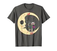 Crâne en Sucre Cat & Moon Dia de Los Muertos, Jour des Morts T-Shirt, Homme, Asphalte, M