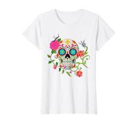 Crâne en Sucre Floral Dia de Los Muertos Jour des Morts T-Shirt Graphique avec Valeur