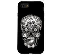 Crâne en Sucre Noir et Blanc Dia De Los Muertos Jour des Morts Coque pour iPhone SE (2020) / 7/8