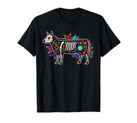 Crâne en Sucre Vache Dia de Muertos Halloween Jour des Morts T-Shirt