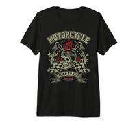 Crâne enflammée Motard Moto Moto Hors-Route T-Shirt Haut de Gamme
