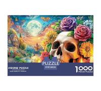 Crâne et Fleurs Puzzle Adulte 1000 Pièces L'Excellence du Challenge Éducatif - La Référence en Cadeau pour Adultes Et Personnes De 14 Ans Et Plus 38x26cm/1000pcs