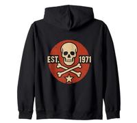 Crâne Et Os Croisés Est. 1971 Vintage Anniversaire Biker Sweat à Capuche