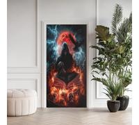 Crâne Faucheuse Sticker Mural, Corbeau Oiseau Noir Autocollants De Porte Muraux Décoration Poster Murale, Magie Fantastique Stickers de Porte Imperméable Vinyle 90x200 cm k5iB52