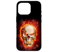 Crâne Flamboyant feu Gothique Motard Sombre Art esthétique Coque pour iPhone 16 Pro