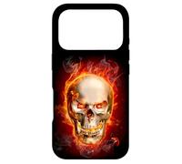 Crâne Flamboyant feu Gothique Motard Sombre Art esthétique Coque pour iPhone 17 Pro