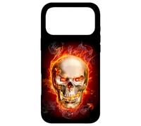 Crâne Flamboyant feu Gothique Motard Sombre Art esthétique Coque pour iPhone 17 Pro Max