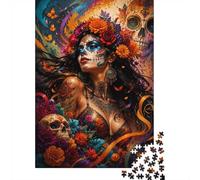 Crâne Fleur Papillon 1000pcs Mini Puzzle pour Adultes Difficile | 70x50cm Carton Décor Salon Structure Durable Cadeau Ami Entraînement Cérébral