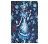 Crâne Girls Puzzles en Bois 1000 Pièces pour Adultes, Matériaux Recyclables De Qualité Supérieure Puzzle, Jeu en Famille, （78×53cm）