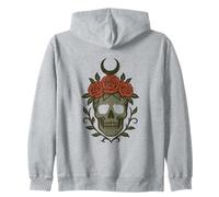 Crâne Gothique avec Couronne de Roses et Croissant de Lune Sweat à Capuche