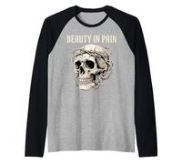 Crâne Gothique Couronne d'épine beauté dans la Douleur Sombre esthétique Manche Raglan