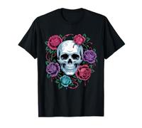 Crâne Gothique et Roses Sombres Fleurs romantiques Hommes Femmes Enfants T-Shirt