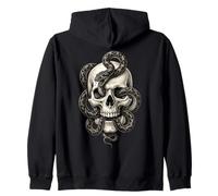 Crâne Gothique Serpent Tatouage Noir Blanc Graphique Sweat à Capuche