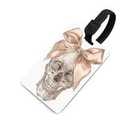 Crâne humaine avec nœud en satin gothique esthétique étiquette bagage sac de voyage valises étiquettes nominatives