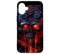 Crâne Infernal Steampunk Molten Mechanica de feu Industriel Coque pour iPhone 16 Plus