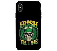 Crâne Irlandais Til I Die Shamrock St Patrick Day Grunge Coque pour iPhone X/XS