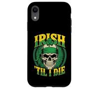 Crâne Irlandais Til I Die Shamrock St Patrick Day Grunge Coque pour iPhone XR