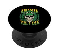 Crâne Irlandais Til I Die Shamrock St Patrick Day Grunge PopSockets PopGrip Adhésif