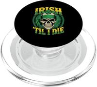 Crâne Irlandais Til I Die Shamrock St Patrick Day Grunge PopSockets PopGrip pour MagSafe