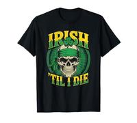 Crâne Irlandais Til I Die Shamrock St Patrick Day Grunge T-Shirt
