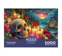 Crâne Jardin 1000 Piece Sturdy Paper Board Crâne & Roses Jigsaw Puzzles for Teens Digital Detox Home Decor Recycled Cardboard Limited Edition 38x26cm/1000pcs