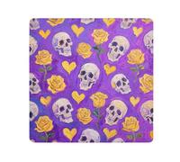 Crâne jaune rose cœur peinture à l'huile magique autocollant sac de maquillage pochettes tissu organisateur cosmétique enveloppant objectif appareil photo tissu emballage pour articles de toilette