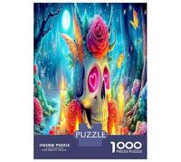Crâne Jigsaw Puzzle Jeu De Décompression 1000 Pièces Rose Gothique Puzzles Art Déco Idées Cadeaux pour Adultes Et Enfants À Partir De 14 Ans 52x38cm/1000pcs