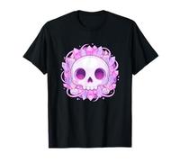 Crâne Kawaii avec Cristaux Roses et Bougies T-Shirt