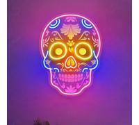 Crâne LED 3D gravé Signe de néon USB Lumière réglable Salon Bars Barbiers Pub Fête de mariage Salon Club Réunions Salle de jeu Homme Grotte Halloween Noël Anniversaire Art Décor mural