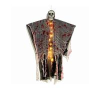 Crâne lumineux taché de sang décoratif résistant aux intempéries pour fêtes d'Halloween et maisons hantées Ornement squelette LED