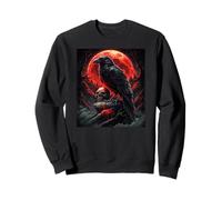 Crâne Lune Gothique Corbeau Noir Fête d'halloween Sweatshirt