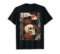Crâne Lys Araignée Rouge Fleur Japonaise Esthétique Floral T-Shirt Graphique avec Valeur