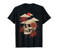 Crâne Lys Araignée Rouge Fleur Japonaise Esthétique Floral T-Shirt Graphique avec Valeur