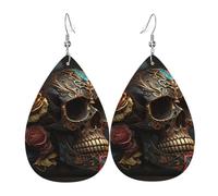 Crâne Maléfique Roses De Sucre Mexicaines Femme Boucles D'Oreilles Faux Cuir Pendantes Dangle