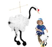 Crane Marionette Puppet, Handcrafted Pull Strings Toy, 17.72x19.29 inches Wooden Stuffed Plush Doll, Interactive Movement, Educational Craft Toy for Kids and Adults Use
