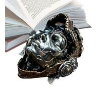 Crâne mécanique en métal | 7,5 x 4 cm fait à la main créatif magnétique steampunk décoration avec pièces en bronze, squelette interactif gothique œuvre d'art de collection