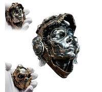 Crâne mécanique en résine fait main, décoration magnétique, masque de crâne gothique, aimants de recul, art squelette steampunk pour décoration de la maison