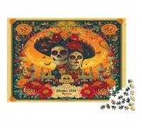 crâne Mexicain 1000 Pièces Puzzle pour Adultes Le Jour des Morts Cadeau DIY Art Mural Cadeau Unique Puzzle De Qualité Supérieure Puzzle Impossible Multi Colour Jouets Défi 1000pcs (75x50cm)