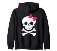 Crâne Mignon et os croisé avec nœud Papillon Rose pour Femmes et Filles Sweat à Capuche