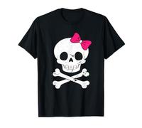 Crâne Mignon et os croisé avec nœud Papillon Rose pour Femmes et Filles T-Shirt