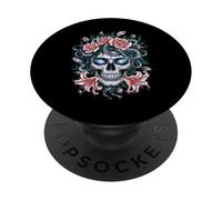 Crâne Mort avec Serpent, Roses et Lillien PopSockets PopGrip Adhésif