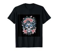 Crâne Mort avec Serpent, Roses et Lillien T-Shirt