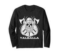 Crâne Nordique Viking Valhalla Casque Guerrier Haches Citation Art Manche Longue