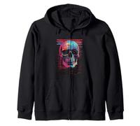 Crâne numérique au crépuscule Sweat à Capuche