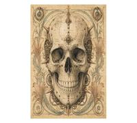 Crâne orné avec Horloge Puzzle 1000 Pièces en Bois, Casse-Tête Complexe | Steampunk floral, Illustration de fantaisie sombre, Art gothique à l’huile, Fabrication en Bois, Casse-Tête, Jeu Familial