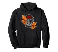 Crâne, Papillon monarque, Bourdon et Fleur de higan Rouge Sweat à Capuche