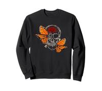 Crâne, Papillon monarque, Bourdon et Fleur de higan Rouge Sweatshirt